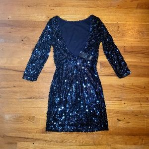 NYE Backless navy sparkly sequin dress